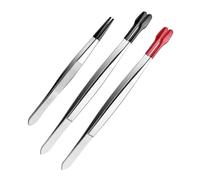 3Pcs/Set Rubber Coated Tweezer Stainless Steel Flat Tip and Tip Long Bent Replacement Accessories Rubber Coated Tweezers Set