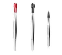 3Pcs/Set Rubber Coated Tweezer Stainless Steel Flat Tip and Tip Tweezer Long Bent Replacement Accessories Sensitive Object Handling Tweezers