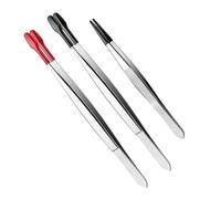 3Pcs/Set Rubber Coated Tweezer Stainless Steel Flat Tip and Tip Tweezer Long Bent Replacement Accessories Tweezers