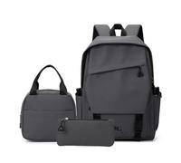 3Pcs Set School Backpack Womens with Lunch Bag and Pencil Case,Causal Travel School Bags,Waterproof Daypack College Travel Work Bag with Anti-Theft Pocket,Ideal for Schools College Commuting (Gray)
