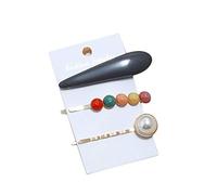 3Pcs/Set Simple Resin Hairpin Artificial Pearl Beads Round One Word Hair Clips Headwear Accessories,Gray Practical and attractive