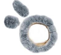 3PCS Set Soft Furry Polyester Car Accessories All Season Universal Fit Gear Shift Handbrake Steering Wheel Cover Steering Wheel Protection Cover(Silver.)