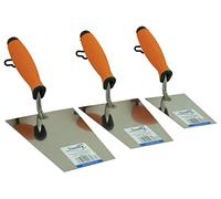 3PCS Set - Stainless Bucket Trowel All Sizez, Rubber Handle, Bricklaying DIY
