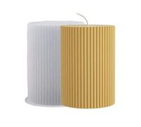 3PCS/Set Striped Cylindrical Candle Silicone Mold Handmade Scented Making Wax Mould DIY Crystal Epoxy Resin Craft Molds for Candle Making(White03)