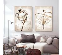 3Pcs/Set Vintage Ballerina Poster Nordic Canvas Painting Art Decor Painting Dance Studio for Living Room Room Decor 60x90cmx2 No frame