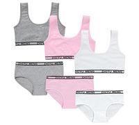 3Pcs/Set Young Girls Sports Bras Cotton Teen Underwear Vest Wireless Bralette+Panties, Girl Vest Undies Bralette for 8-18 Years
