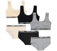 3Pcs/Set Young Girls Sports Bras Cotton Teen Underwear Vest Wireless Bralette+Panties, Girl Vest Undies Bralette for 8-18 Years