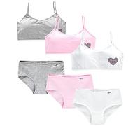 3Pcs/Set Young Girls Sports Bras Sets, Cotton Teen Training Crop Tops Underwear+Panties, Wirefree Bra Girl Vest Undies Bralette for 8-18 Years