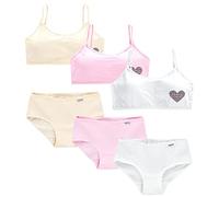 3Pcs/Set Young Girls Sports Bras Sets, Cotton Teen Training Crop Tops Underwear+Panties, Wirefree Bra Girl Vest Undies Bralette for 8-18 Years