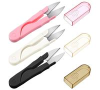 3Pcs Sewing Scissors, Ergonomic Thread Snips Sewing Thread Cutter with Safety Cover, Mini Trimming Nippers for Embroidery Crochet Knitting DIY Craft, Stainless Steel Durable, Black White Pink