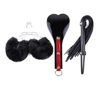 3Pcs Sex Bondage Kit with Handcuffs,Paddle and Whip Sex Adult Toys for Women and Couples Black One Size