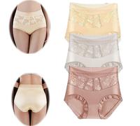 VNDUIFH 3pcs Sexy Tummy Control Hip Lifting Seamless Ice Silk Panties,High Waist Lace Underpants,Women's Breathable Comfort Briefs (13,M)