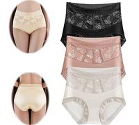 VNDUIFH 3pcs Sexy Tummy Control Hip Lifting Seamless Ice Silk Panties,High Waist Lace Underpants,Women's Breathable Comfort Briefs (10,XL)