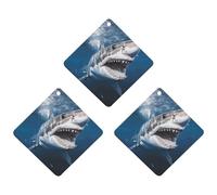 3PCS Shark Opens Mouth Car Air Freshener Hanging Scented Cards Cute Black Car Fresheners Long Lasting New Cars Scents for Women Men Natural Air Freshener with Lanyard Automotive Freshies
