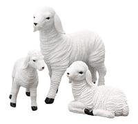 3Pcs Sheep Figurines Cute Realistic White Lamb Artificial Resin Figurines Decoration Gifts for Garden, Patio, Outdoor Garden Decor