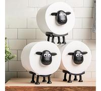 3PCS Sheep Toilet Roll Holder, Free Standing Funny Bathroom Toilet Paper Holder Set, Hilarious Black Sheep Tissue Paper Roll Storage, Cute Indoor Table Counter Decor Housewarming Gift