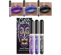 3PCS Shinning lipglosses glitter liquid lipstick black lipstick Waterproof Glossier Long Lasting Kiss Proof Metallic Sparkle Lips Makeup