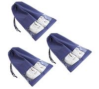 3PCS Shoe Bags for Travel, Drawstring Shoe Storage Bag Non Woven Fabric Sneakers Pouch with Clear Window for Men and Women Purplish Blue (L)