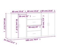 3PCS Sideboard Cabinet Home Storage Cupboard Buffet with Doors Drawers Unit