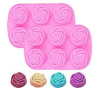3PCS Silicon Rose Mold, Rose Flower Chocolate Molds, Non Stick Cake Tray Baking Mold for Candy DIY Decorating Tools Birthday Party