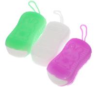 3pcs Silicone Bath Scrubbing Brush for Hand and Face, Gentle Use | Sponge Backed Design, Portable Hanging Ring, Space Saving Storage, Everyday Cleansing and Dead Skin Removal Random Color
