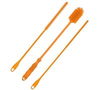 3pcs Silicone Bottle Brush & Straw Cleaner Brush, Reusable Straw Cleaning Brush Water Cup Brush Extra Long Brush Set for Stanley Tumbler & Metal Glass Straws (Orange)