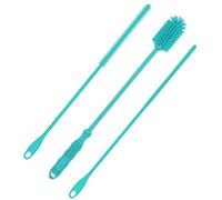 3pcs Silicone Bottle Brush & Straw Cleaner Brush, Reusable Straw Cleaning Brush Water Cup Brush Extra Long Brush Set for Stanley Tumbler & Metal Glass Straws (Blue)