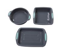 3pcs Silicone Cake Pans Set, Nonstick Baking Cake Bread Pan, Heat Bakeware Tools with Round Square Shapes, Oven Safe for Home Kitchen, Perfect for Making Desserts Cakes a