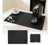 3Pcs Silicone Coffee Machine Mat, 3 in 1 Coffee Machine Mat with Detachable Tamping Pad, Non-Slip Raised Edges Draining Mats for Kitchen Counter Protector (54×38cm)