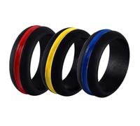 3pcs Silicone Couple Rings Set Men Women for Adults Wedding Daily Wear | Classic Elegant Style, Super Hard Virtually Scratch Proof, Three Colour Pack, Lightweight Comfort Color