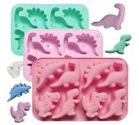 3Pcs Silicone Dinosaur Molds - Chicken Nugget, Popsicle & Chocolate Candy Maker -Non-Stick, Suitable for Children's Snacks, Parties, and Creative Cooking Dinosaur Molds（3 Colors）