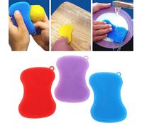 3PCS Silicone Dish Scrubbing Sponge Non Stick Slip Resistant Multi Purpose