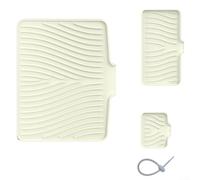 3PCS Silicone Draining Board Mat, Rectangle Silicone Drain Board With Built-in Drain Lip, Non-Slip Drying Dishes Pad, Sink Drainer Mats For Kitchen(White)