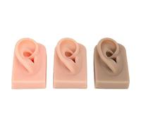 3Pcs Silicone Ear Model Soft Flexible Right Ear 3 Colors Easy to Use Reusable Human Ear Model
