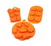 3PCS Silicone Halloween Ghost Pumpkin Baking Mold Set Non-Stick Chocolate Jelly Fondant Cake Baking mold for Party Gift