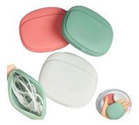 3PCS Silicone Headphone Organizer, Data Cable Storage Case-Mini Key Box-Portable Wired Headphone Organizer(Red-Grey-Green)