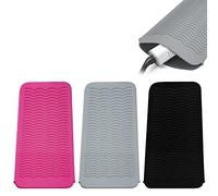 3PCS Silicone Heat Resistant Mat Pouch for Hair Straightener, Curling Iron, Flat Iron and Hot Hair Tools (Black+Grey+Pink)