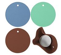 3pcs Silicone Jar Opener Gripper Pad, 18cm/7 Inch Jar Gripper Pad Multi-Purpose Round Honeycomb Jar Opener Kitchen Heat Resistant Mat for Weak Hands Seniors Kids (Green, Blue, Brown)