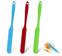 3pcs Silicone Jar Spatula Heat Resistant Kitchen Spatulas with Long Handle, Jam Spreader Cake Cream Butter Spatulas Mixing Batter Scraper for Jars Baking Cake Icing(Blue&Red&Green)