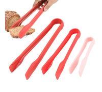 3PCS Silicone Kitchen Tongs Set, Small Non Stick Serving Tongs Food Clips Heat Resistant Cooking Tweezers Party Essential for Grilling Cooking BBQ Salad(Red, 6/8/10 Inch)