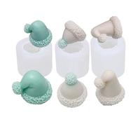 3Pcs Silicone Mold for Candle Make, 3D Santa hat Candle Mold, Handmade Candle Make Mould for Fondant Cake, Aromatherapy Candle, Chocolate, Soap, Candy