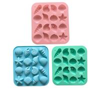 3Pcs Silicone Molds, 16 Cavity 6 Style Safe and Cute Ocean-Themed Seashell Baking Molds for Chocolates, Candies, Ice Cubes, Soap, Resin..