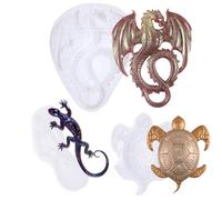 3PCS Silicone Molds for Resin, Epoxy Resin Mold, Animal Silicone Molds with Realistic Frog, Lizard and Flying Dragon Shapes, DIY Craft