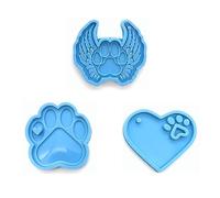 3PCS Silicone Moulds for Resin Blue Pet Paw Shape Silicone Mold Heart Paw Print Keychain Silicone Resin Molds for DIY Keychains Necklace Pendant Crafts Jewelry Casting Tools