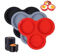 3Pcs Silicone Muffin Pans for Baking with Metal Frame, 3-Cavity Egg Cups for Air Fryer, Nonstick Muffin Trays, Easy to Pop Cupcake Baking Pan Molds for Oven Small Cake Puddings Pie Breakfast Patty (A)