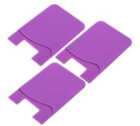 3Pcs Silicone Phone Wallet Adhesive Back Sticker Holder, Purple Cell Case | Soft Gel Material, Strong Adhesive Backing, Holds Cards Securely, Easy to Install, for Daily Commute and Travel Use