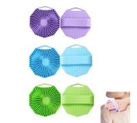 3PCS Silicone Scrubber, Silicone Body Scrubber Men Antimicrobial Exfoliating Handheld Brushes, Gentle Exfoliating and Lather Well for All Skin Type (Purple Blue Green)
