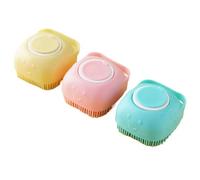 3pcs Silicone Shower Brush for Cats and Dogs with 500 Bristles, Pastel Colors 3-Pack, Yellow Pink Turquoise, Soft Body Scrubber for Deep Cleaning
