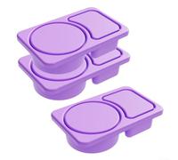 3Pcs Silicone Snack Containers with Two Compartments and Secure Leakproof Lids for Travel, Office Lunch, Picnic, Microwave and Dishwasher Safe (Purple)