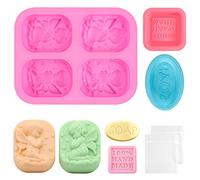 3PCS Silicone Soap Mould Rectangle, Baby Angel Handmade Soap Moulds, DIY Baking Tray Silicone Soap Molds, Food Grade 3D Mold for Making Craft Candle Candy Chocolate Cake